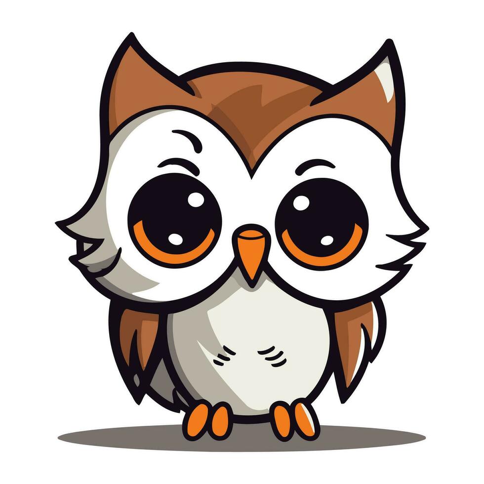 hibou dessin animé personnage isolé sur une blanc Contexte. vecteur illustration.