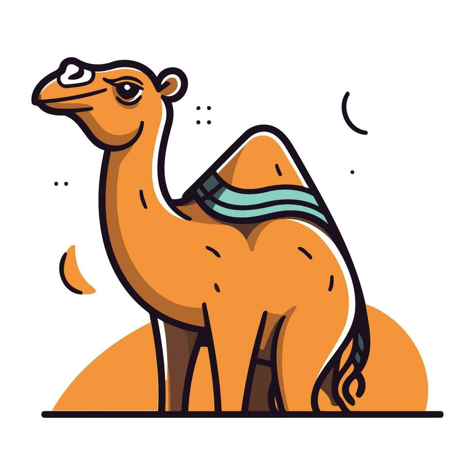 chameau vecteur illustration dans plat dessin animé style. mignonne chameau avec bandage.