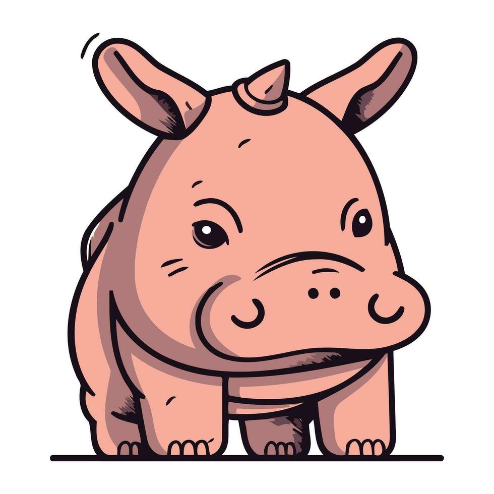 hippopotame dessin animé personnage. vecteur illustration de une hippopotame.