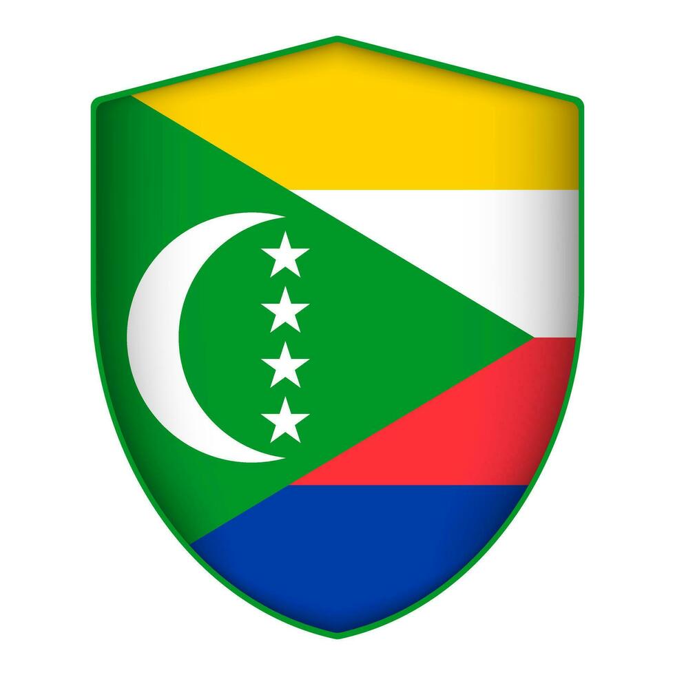 comores drapeau dans bouclier forme. vecteur illustration.