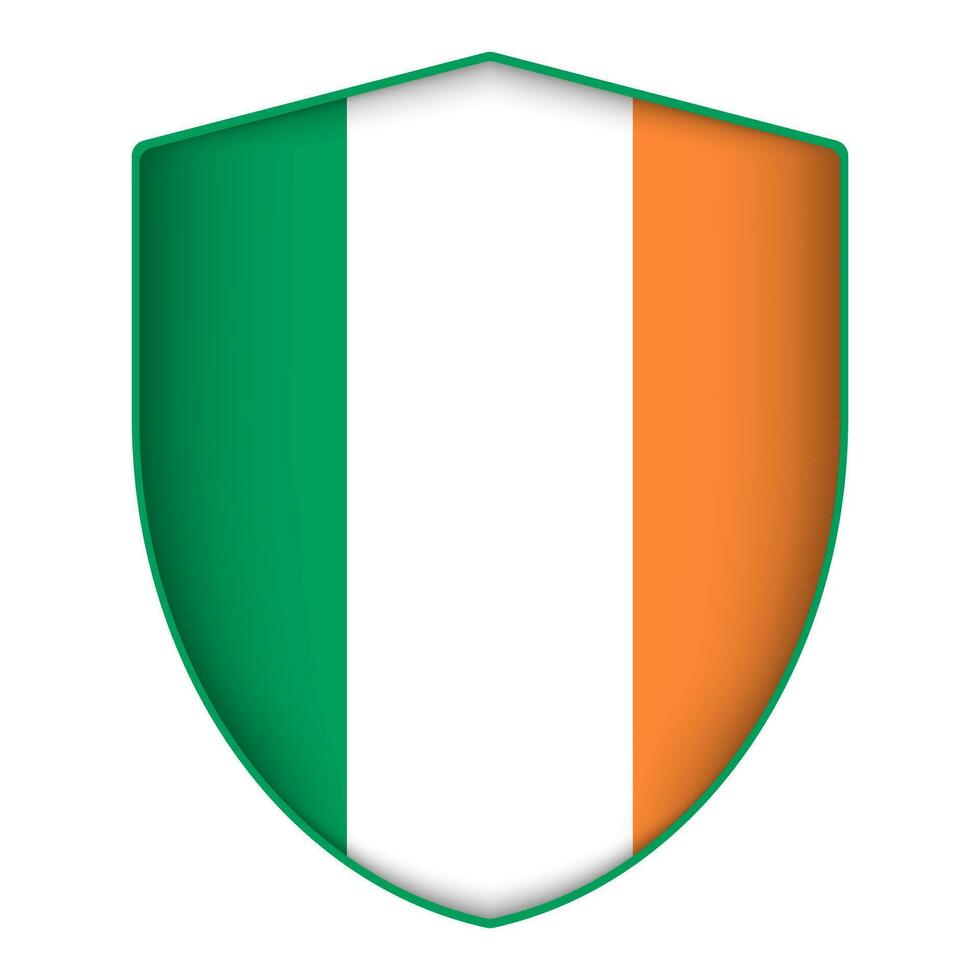 Irlande drapeau dans bouclier forme. vecteur illustration.