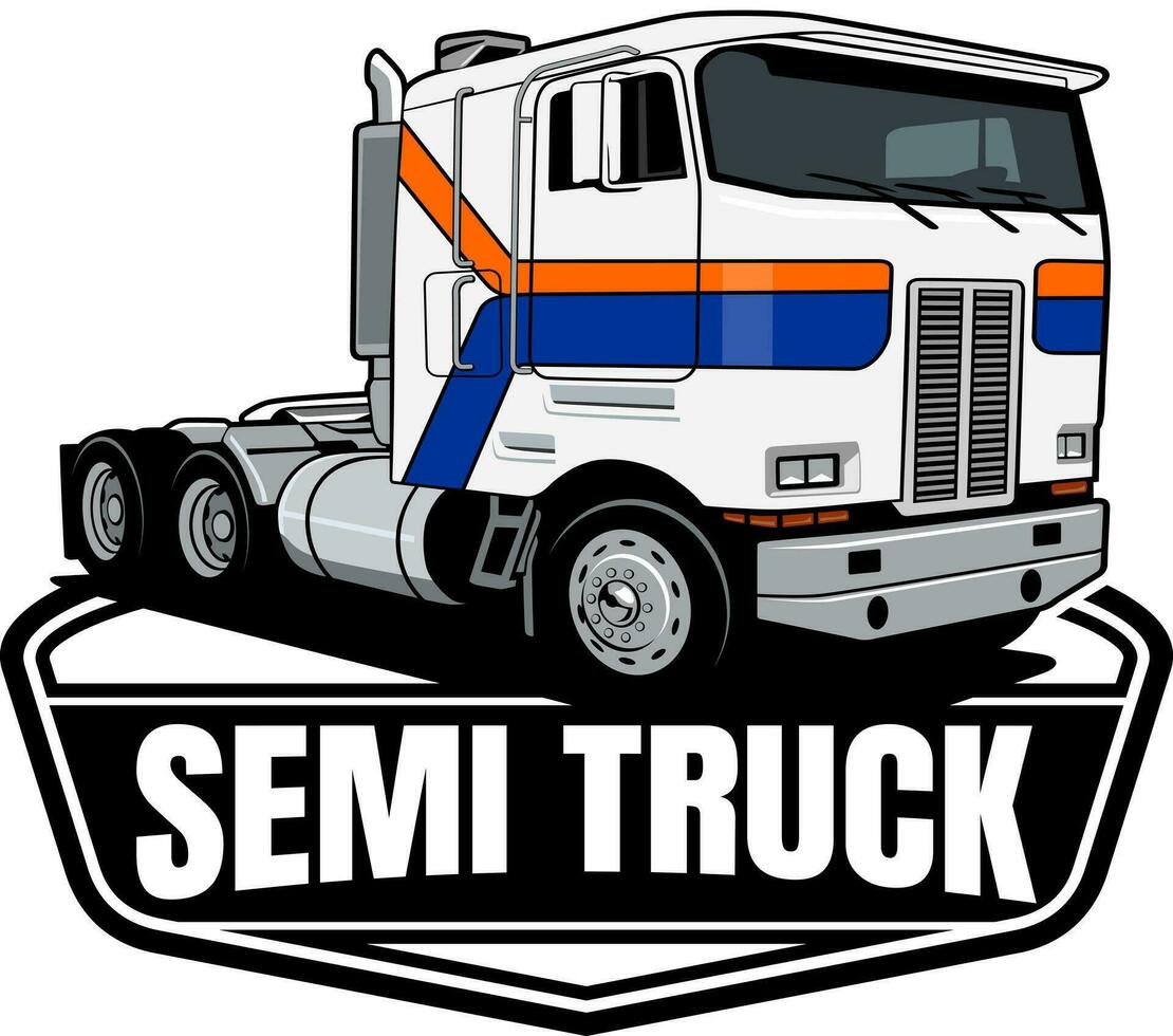semi un camion logo conception vecteur art