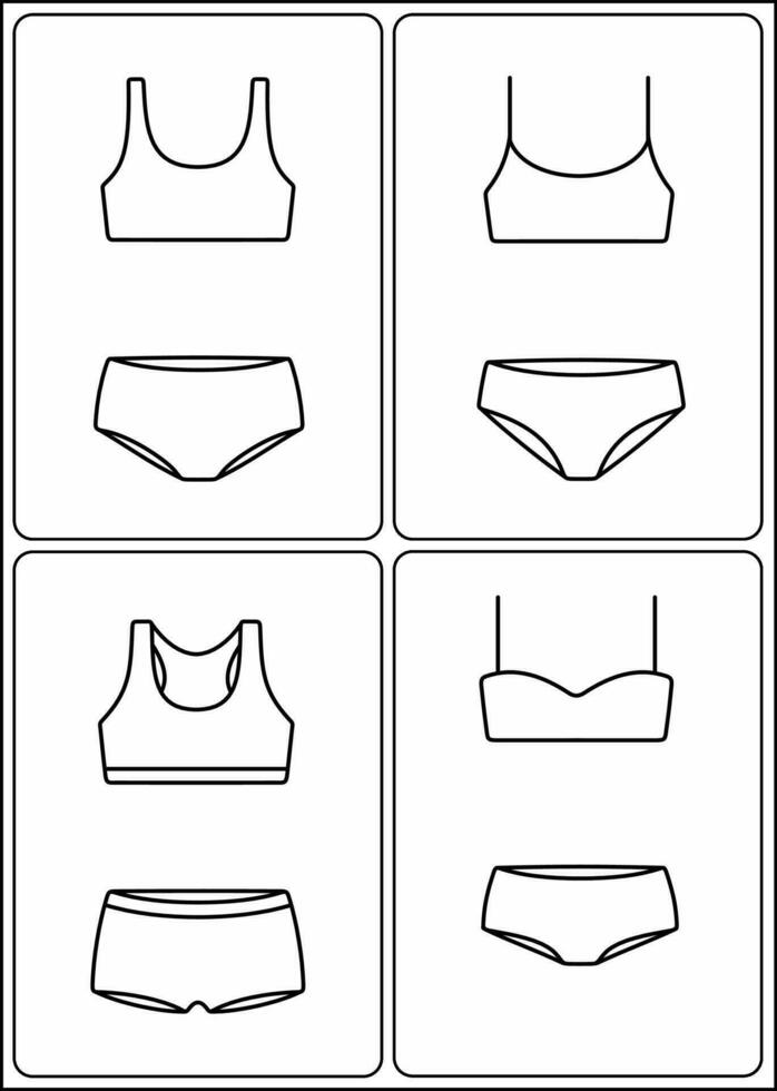 aux femmes sport sous-vêtement. soutien-gorge et culotte ligne icône. vecteur illustration.