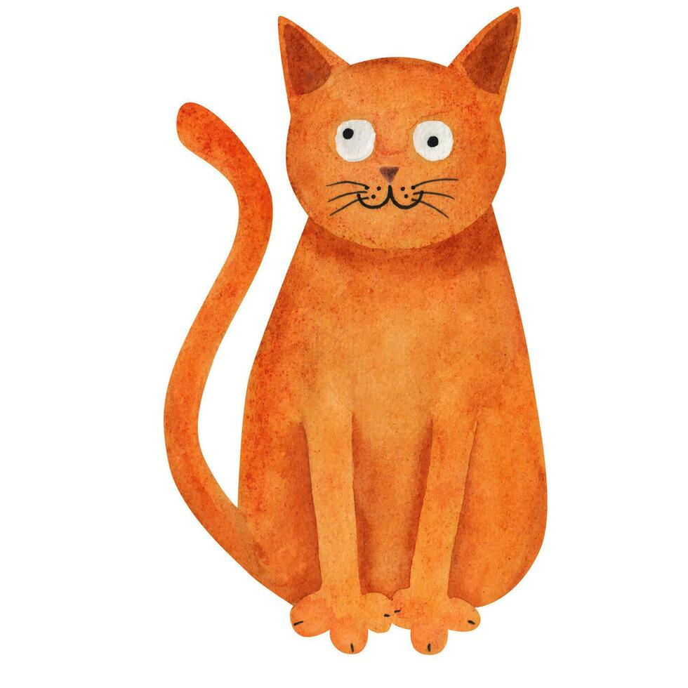 Orange chat, marrant chat. aquarelle illustration sur blanc Contexte vecteur