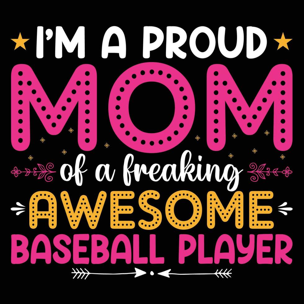je suis une fier maman de une flipper impressionnant base-ball joueur chemise impression modèle vecteur