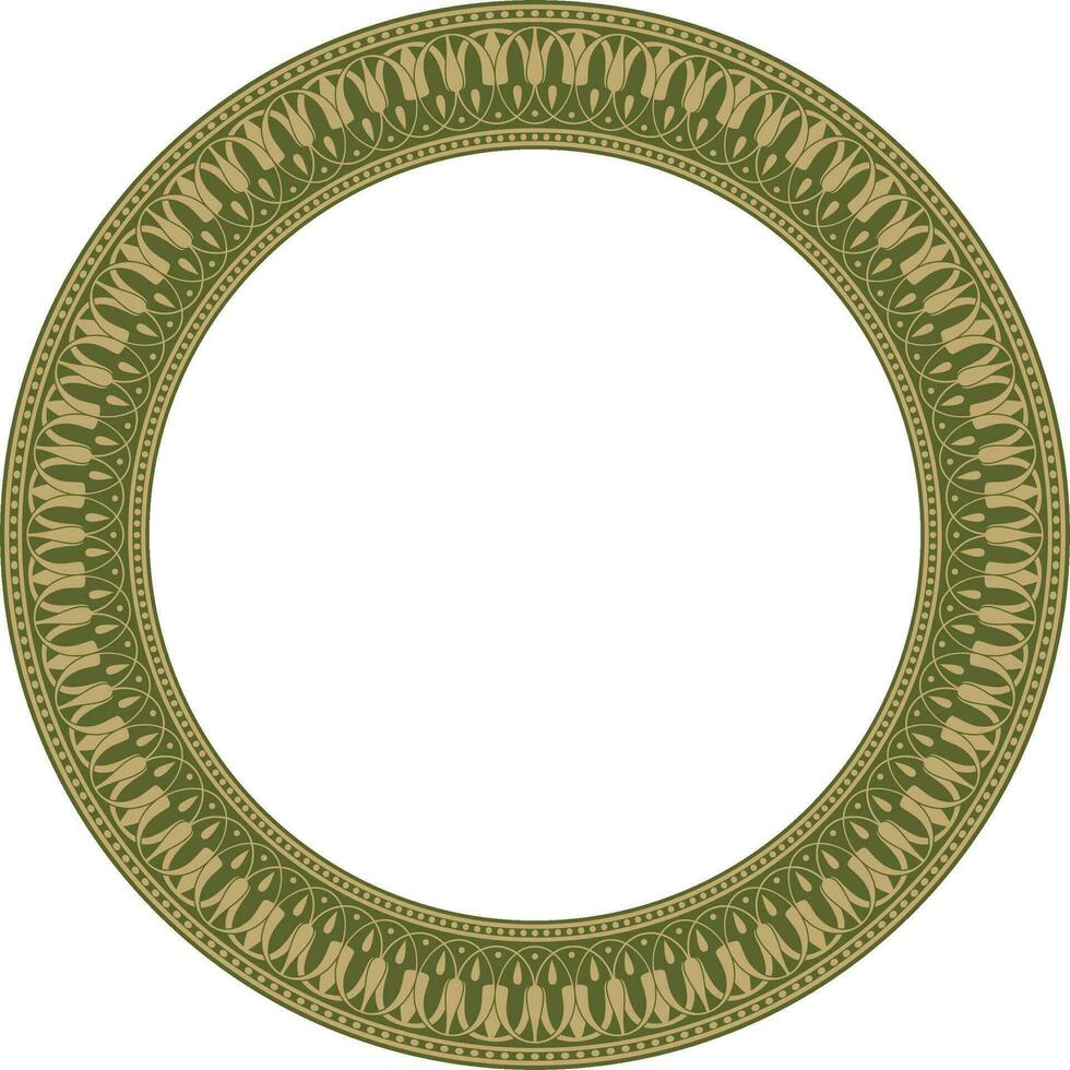 vecteur or et vert rond classique grec méandre ornement. modèle, cercle de ancien Grèce. frontière, cadre, bague de le romain Empire