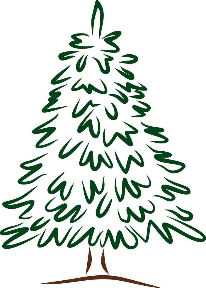 vecteur vert dessiné à la main Noël arbre. forêt épicéa.