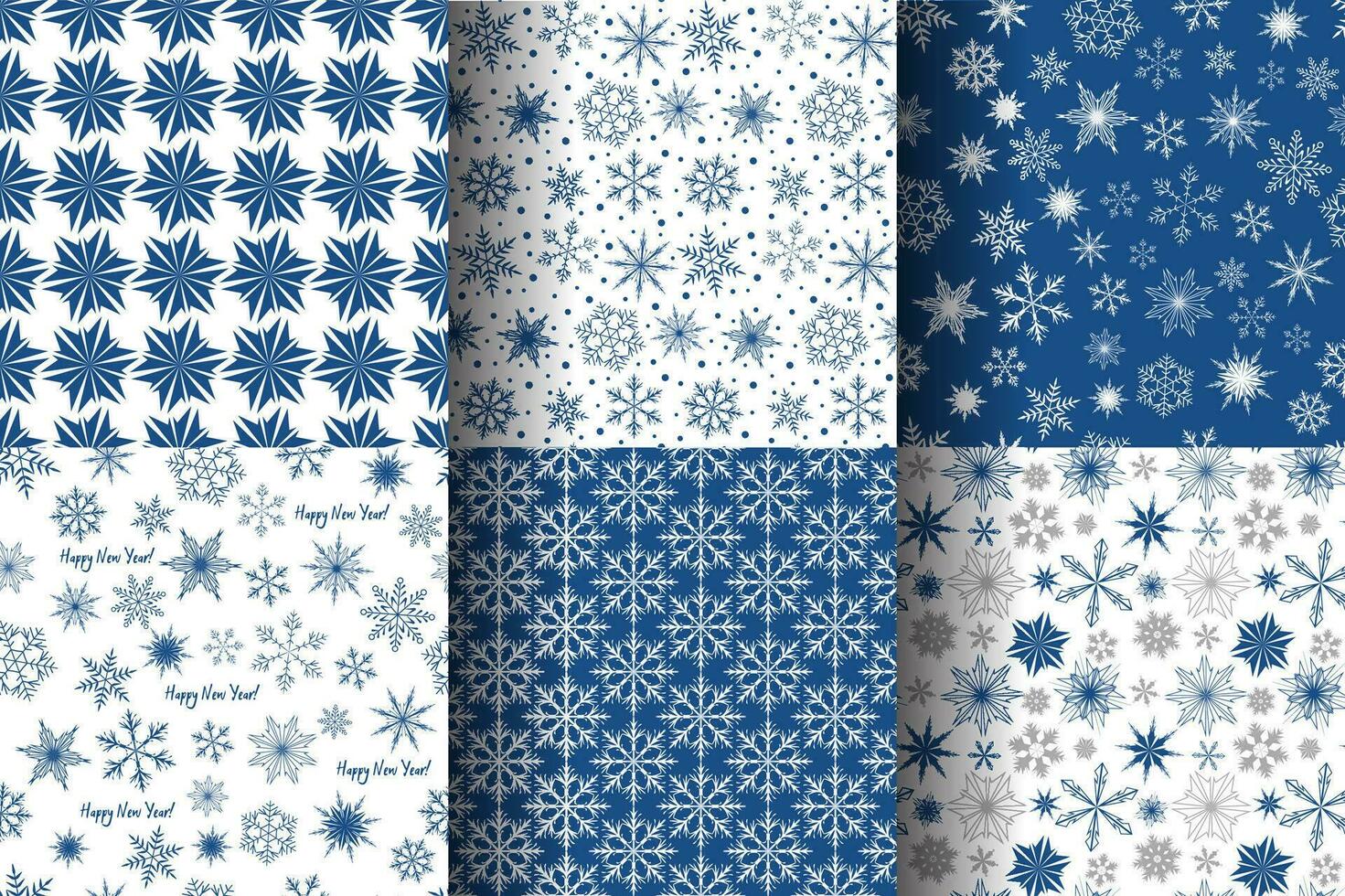 ensemble de sans couture motifs avec flocons de neige. Nouveau année et Noël interminable Contexte. hiver texture pour emballage papier, tissu, fond d'écran vecteur