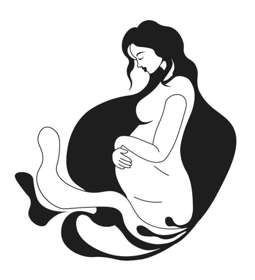 maternité et maternité Enceinte femme avec ventre vecteur