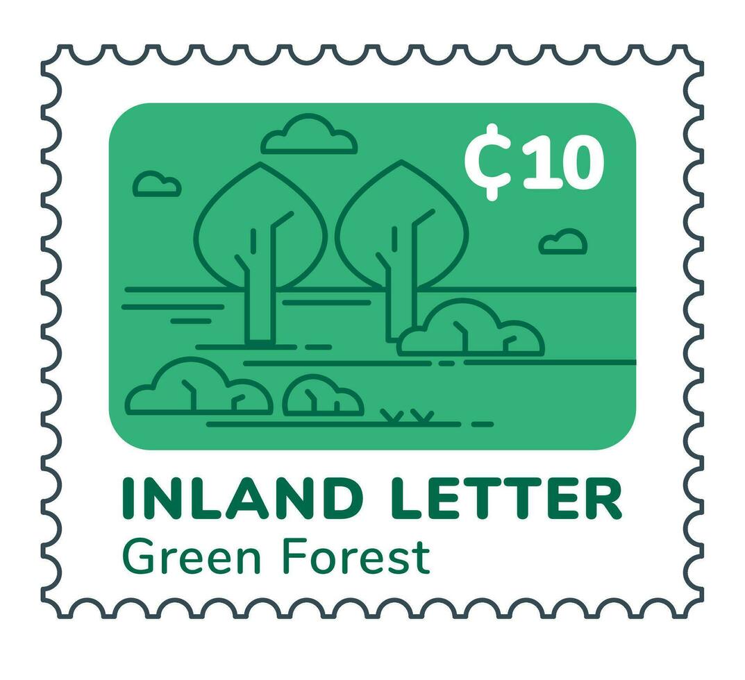 intérieur lettre avec vert forêt, point de repère carte postale vecteur