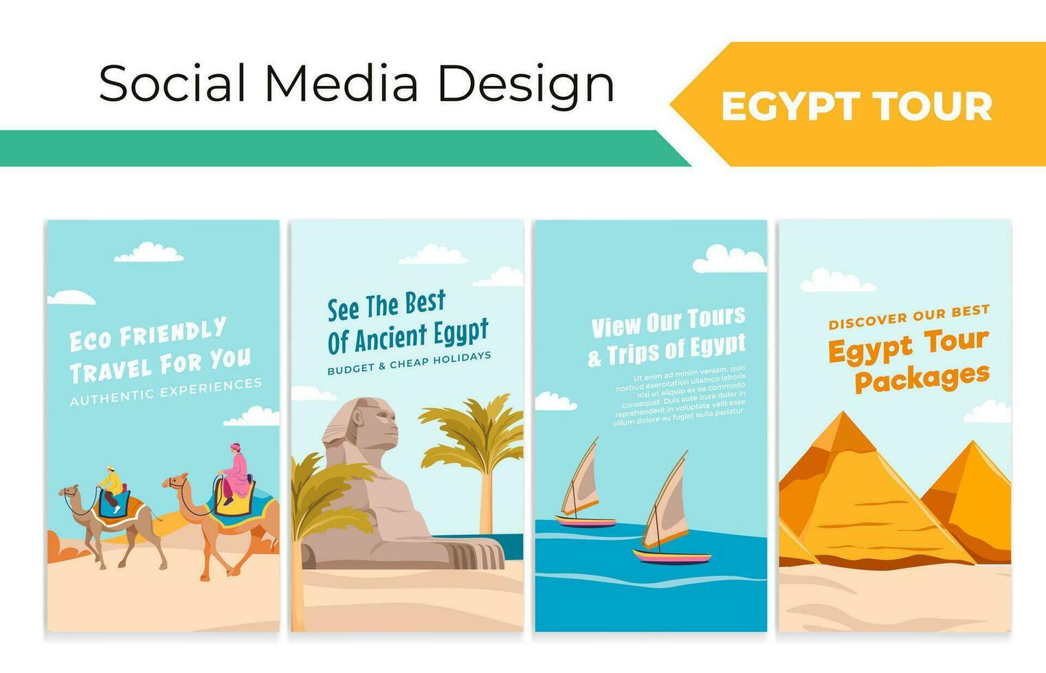 social médias récit ensemble avec Egypte tour La publicité vecteur