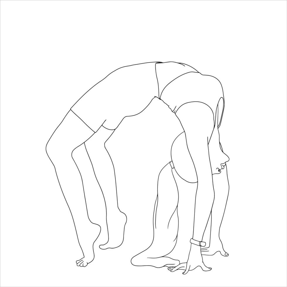 pages à colorier - personnage en yoga pose illustration de caractère vectoriel. vecteur