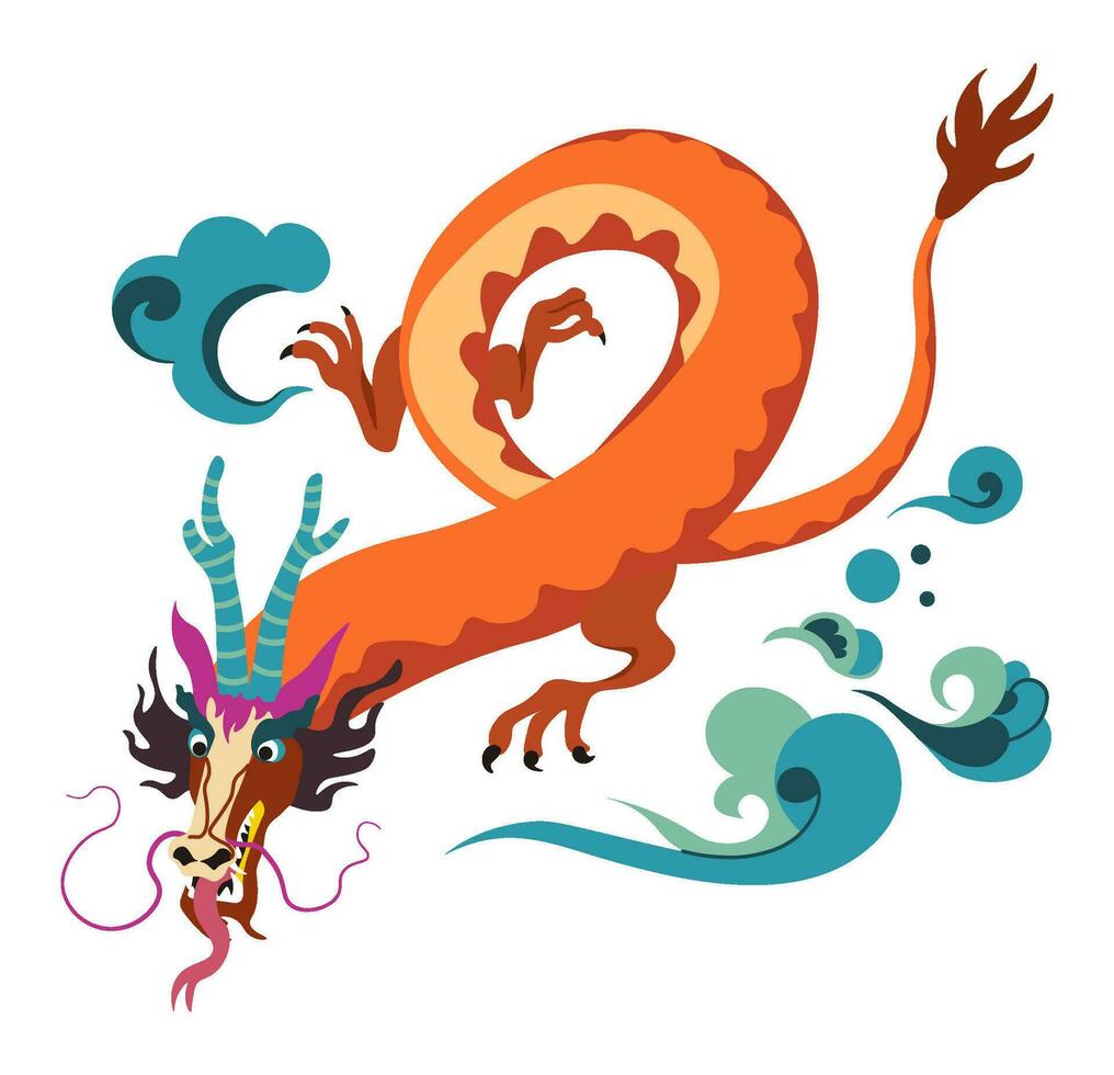 chinois dragon personnage, ardent bête ou monstre vecteur