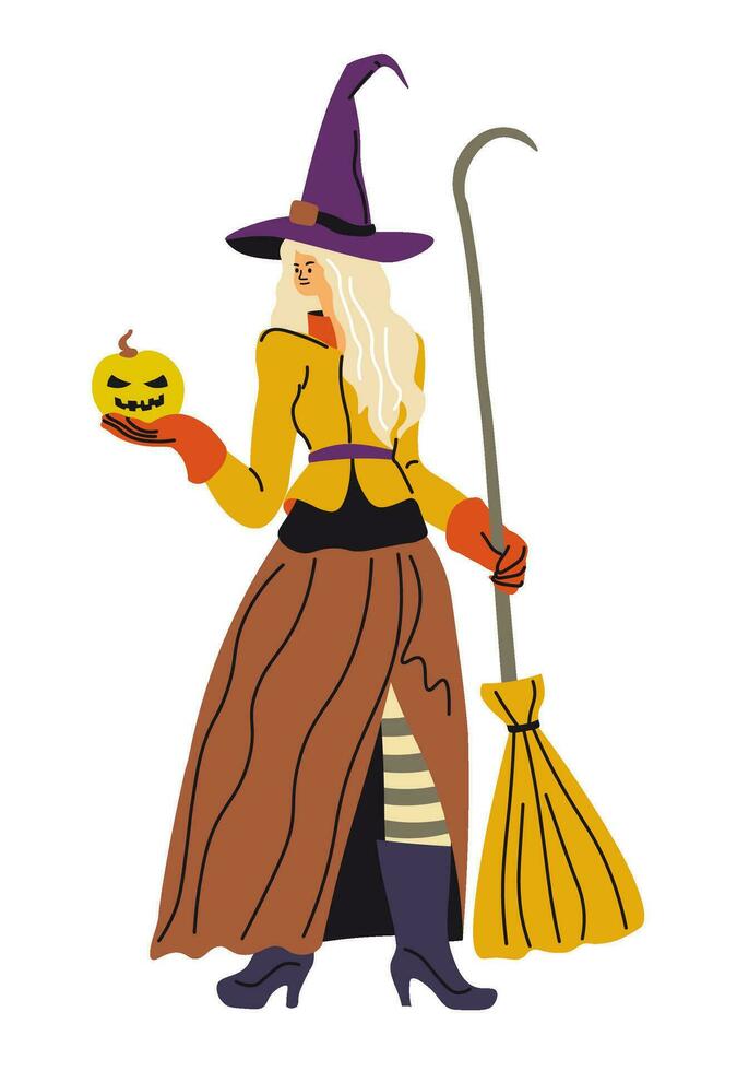 sorcière Halloween costume, personnage Regardez personnage vecteur