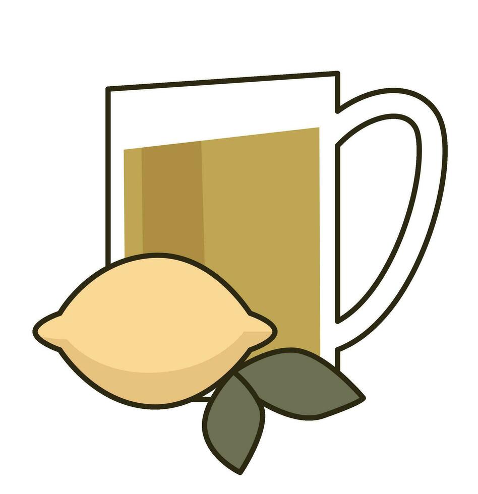 verre ou tasse de thé avec herbes et citron arôme vecteur