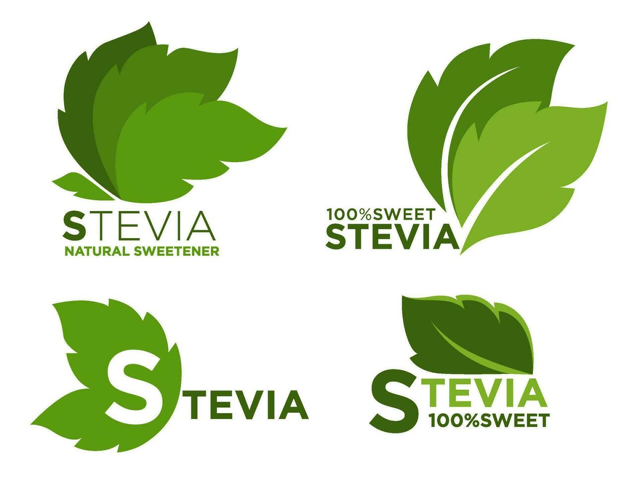 sucré et Naturel édulcorant, stevia feuilles étiquette vecteur