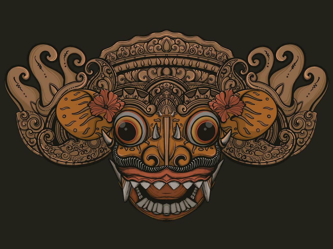 traditionnel balinais masque illustration vecteur