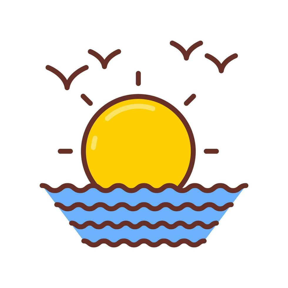 océan lever du soleil icône dans vecteur. illustration vecteur