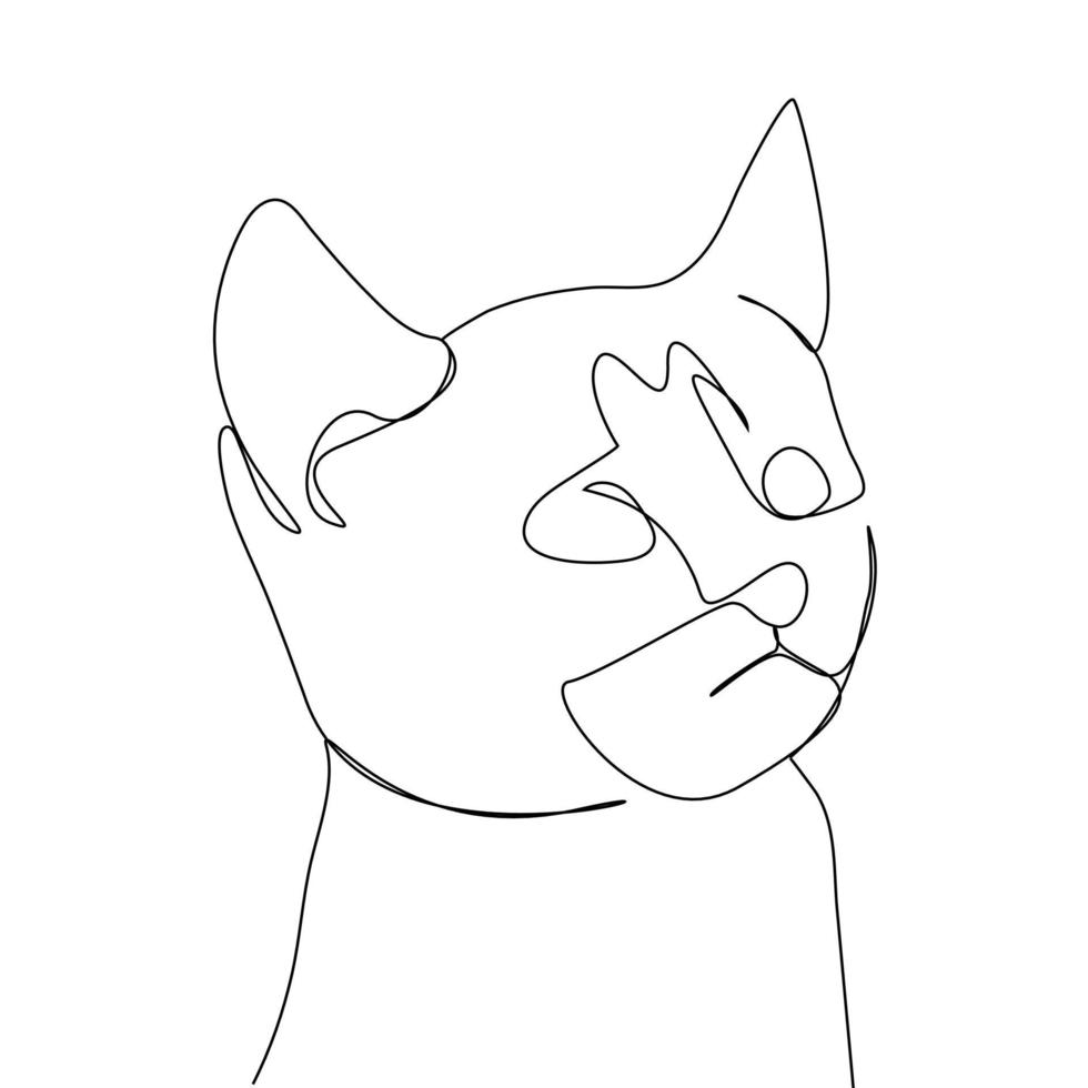 chat en dessin au trait continu simple dessin au trait noir vecteur