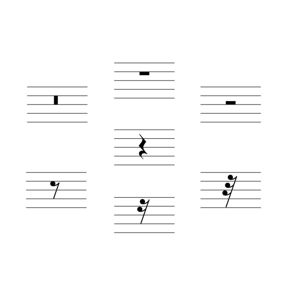 du repos symbole ensemble plat vecteur isolé sur blanc Contexte. musical symbole. musical notation. pour apprentissage la musique