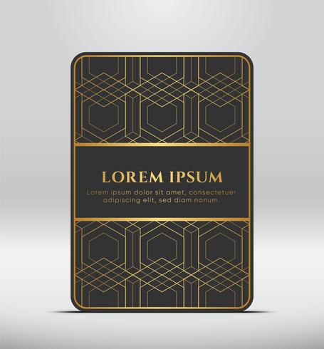 Look premium élégant. Forme de carte gris foncé avec motif doré. Illustration vectorielle vecteur