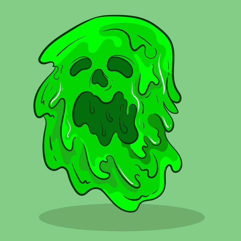 crier gelée liquide vert monstre dessin animé personnage mascotte dans vagues liquide vecteur