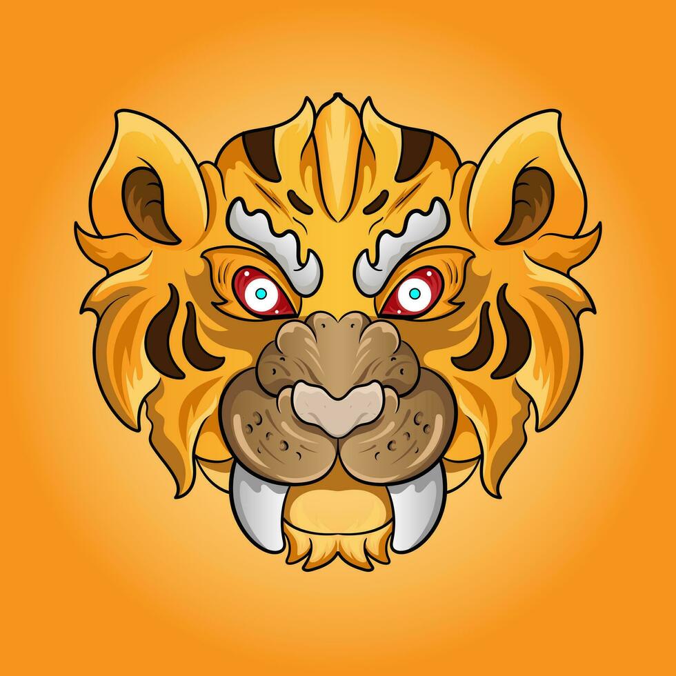 tigre têtes ensemble. vecteur dessin animé bande dessinée griffonnage illustration, mascotte, personnage, icône, logo de léopard animal visage.chinois année symbole. année de tigre. dessin animé mascotte. souriant adorable personnage.