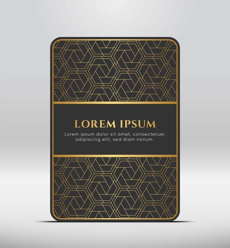 Look premium élégant. Forme de carte gris foncé avec motif doré. Illustration vectorielle vecteur
