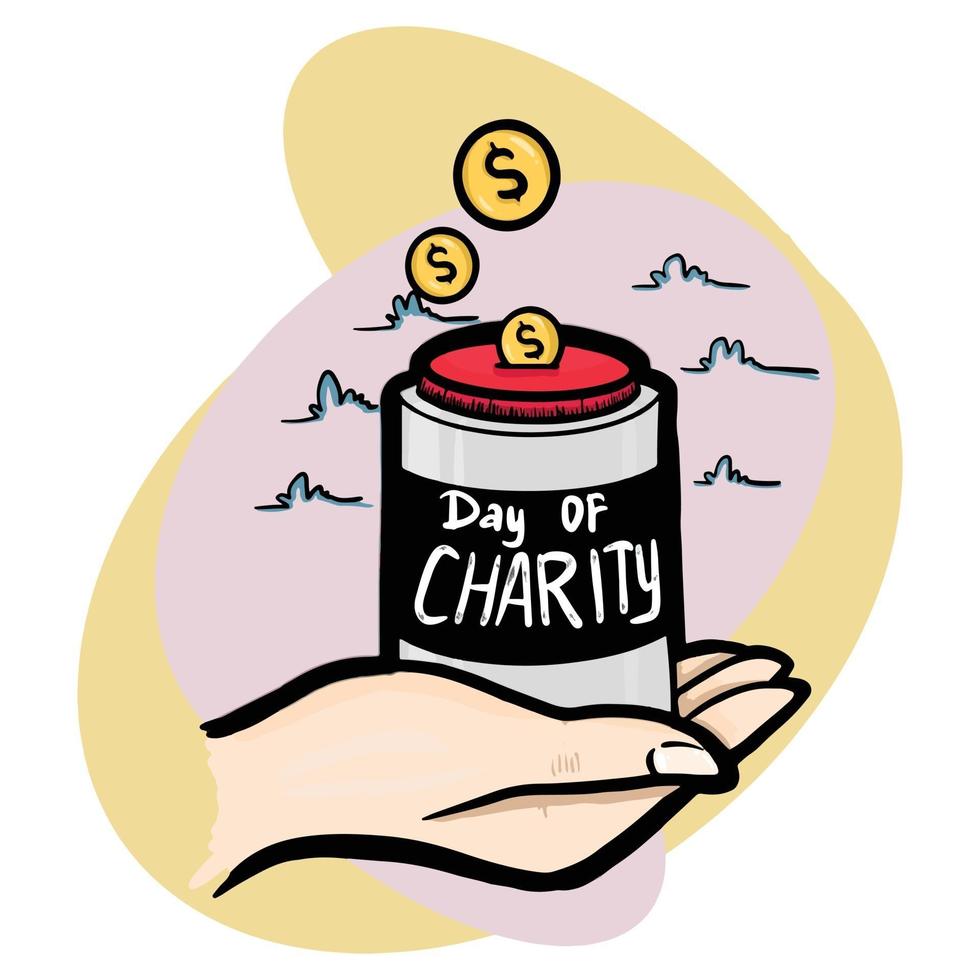 illustration vectorielle de la journée internationale de la charité dessinés à la main vecteur
