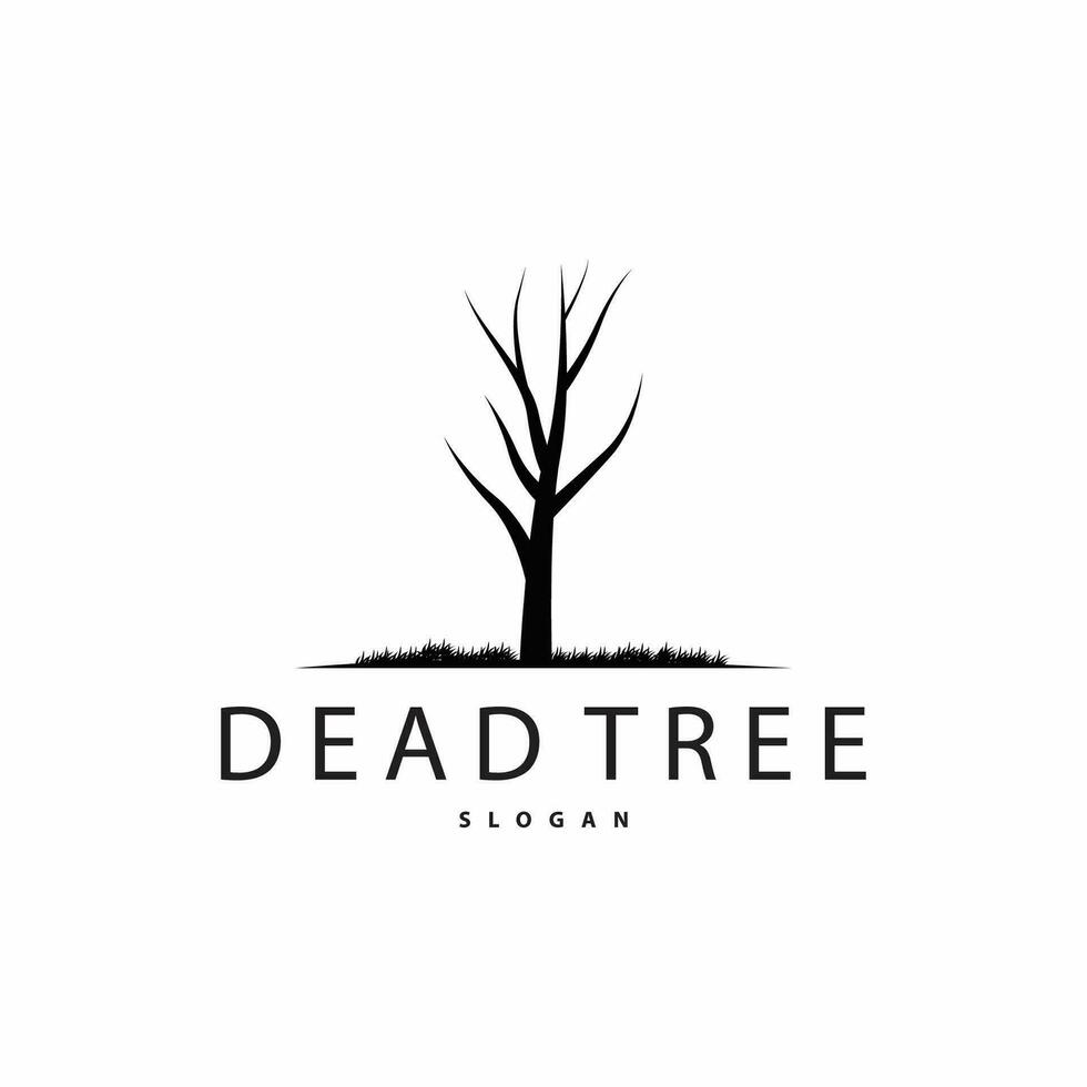 sec arbre logo, mort arbre plante conception vecteur silhouette illustration modèle