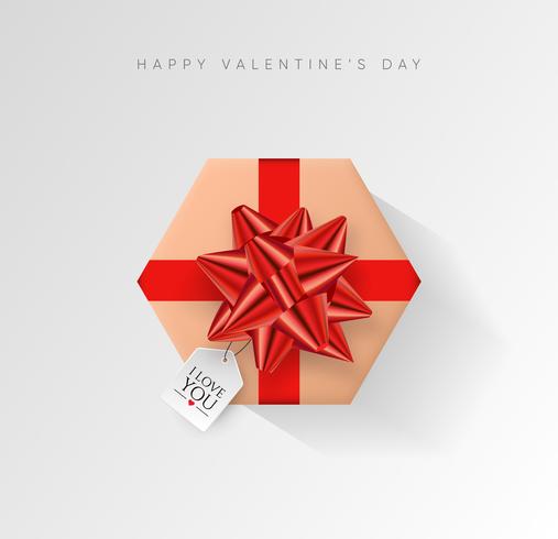 Fond de vecteur Saint Valentin. Coffret cadeau emballé coloré avec ruban.