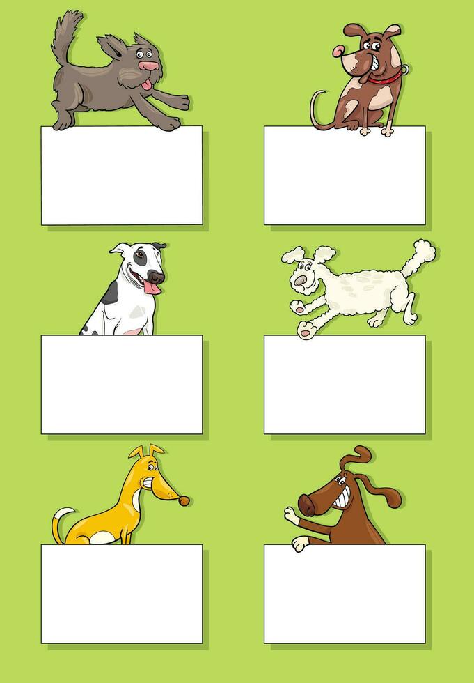 dessin animé chiens et chiots avec cartes conception ensemble vecteur