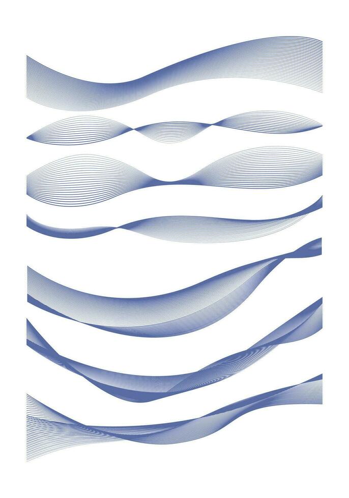 abstrait bleu vague ligne vecteur illustration collection ensemble. abstrait élément pour décoration