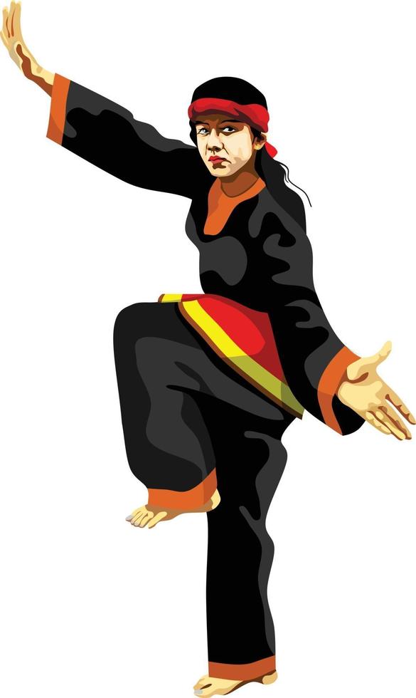 pencak silat fille d'indonésie vecteur