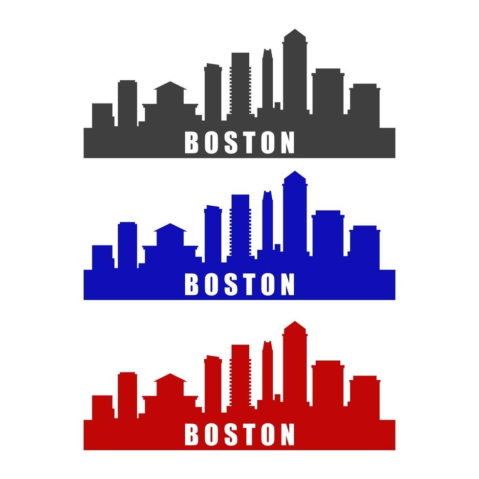 Boston skyline illustré sur fond blanc vecteur
