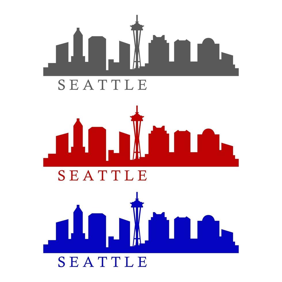 Seattle skyline illustré sur fond blanc vecteur