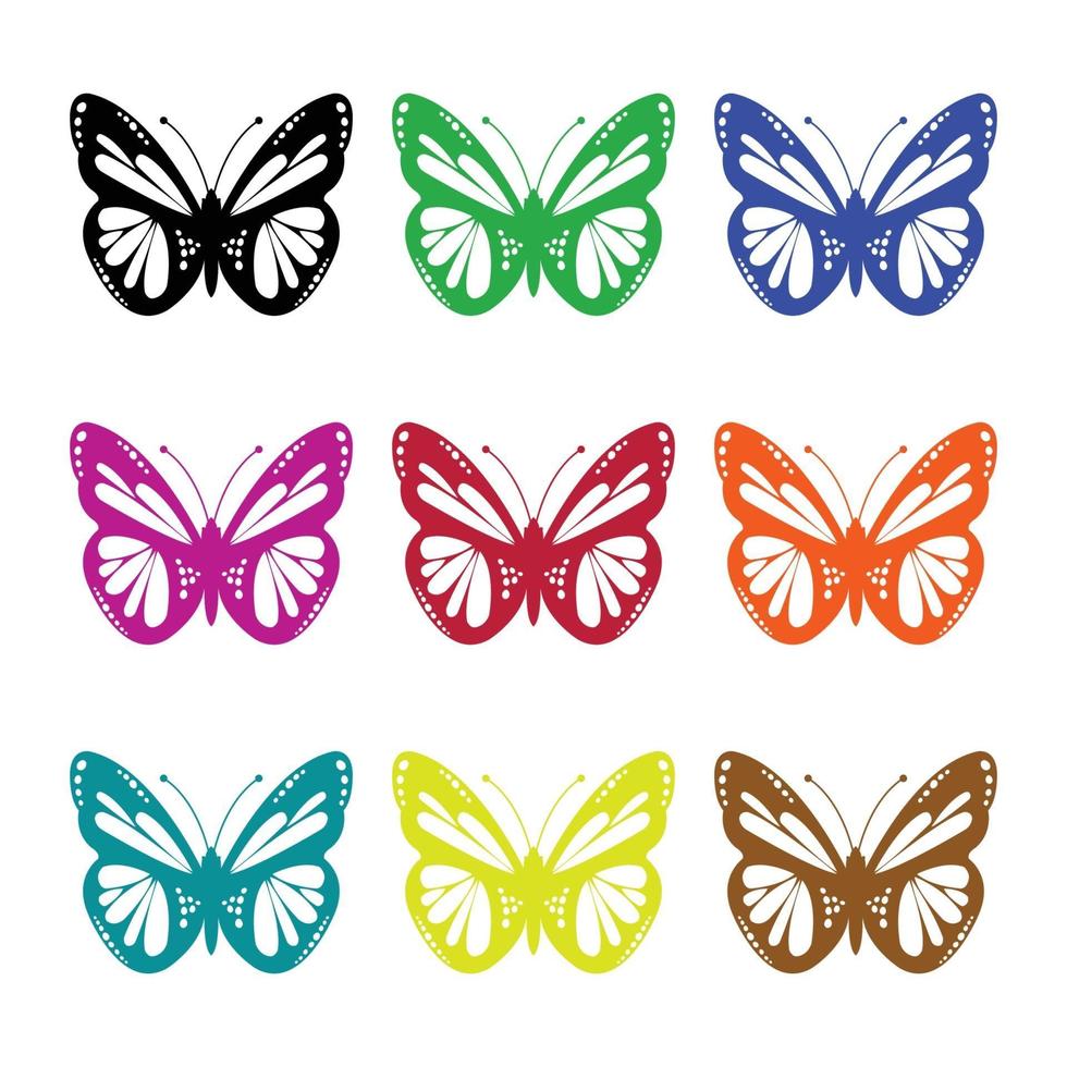 ensemble de papillons illustrés sur fond blanc vecteur
