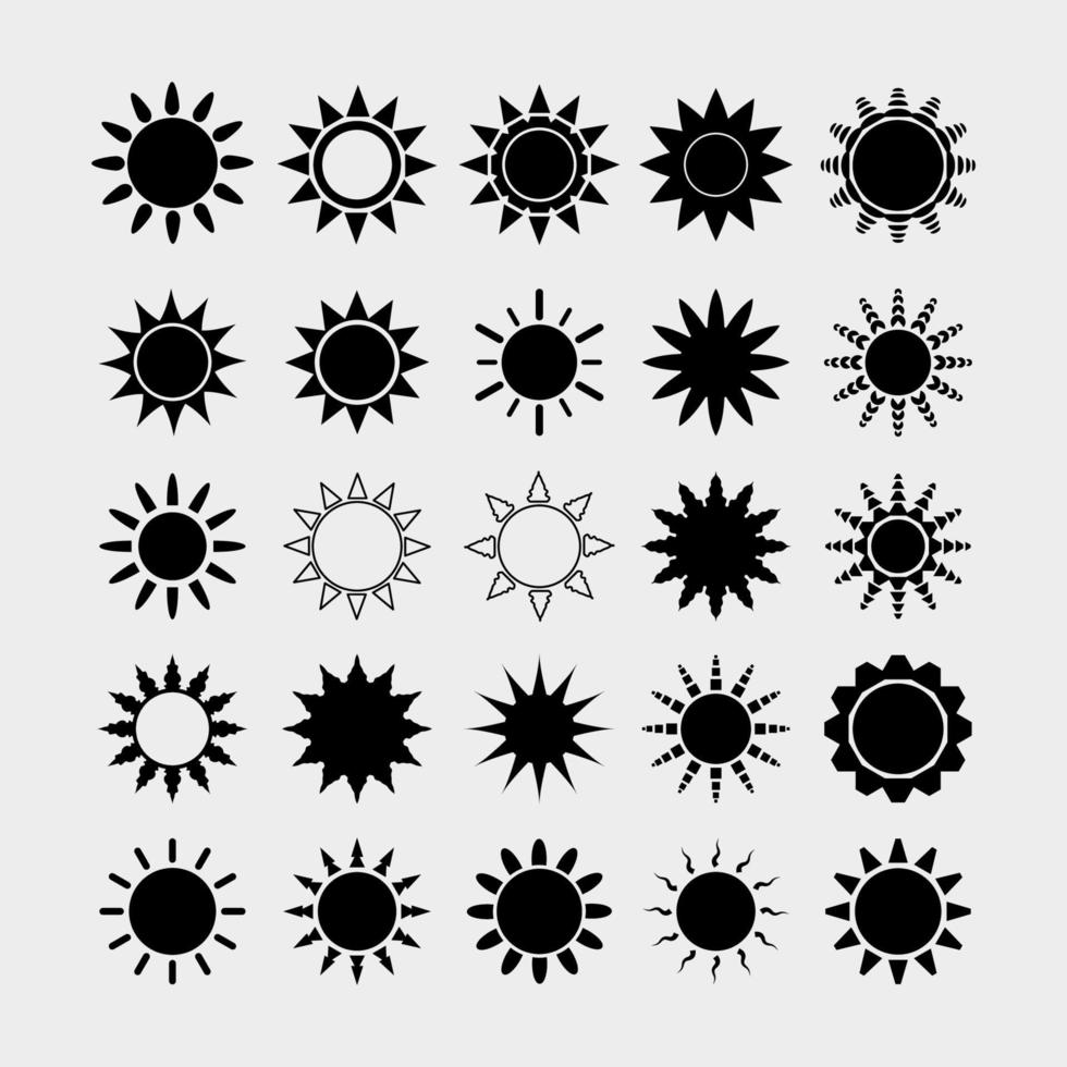 ensemble de soleil illustré sur fond blanc vecteur