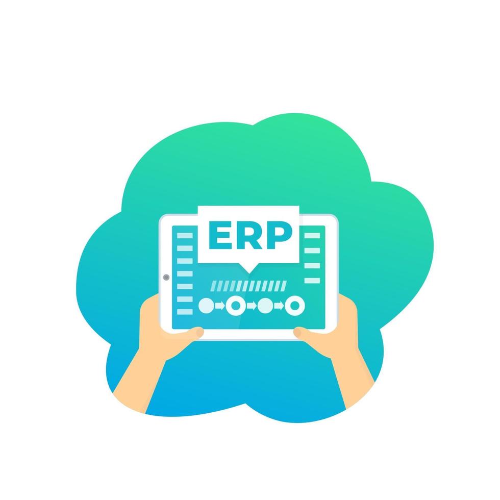 ERP, logiciel de planification des ressources d'entreprise vecteur