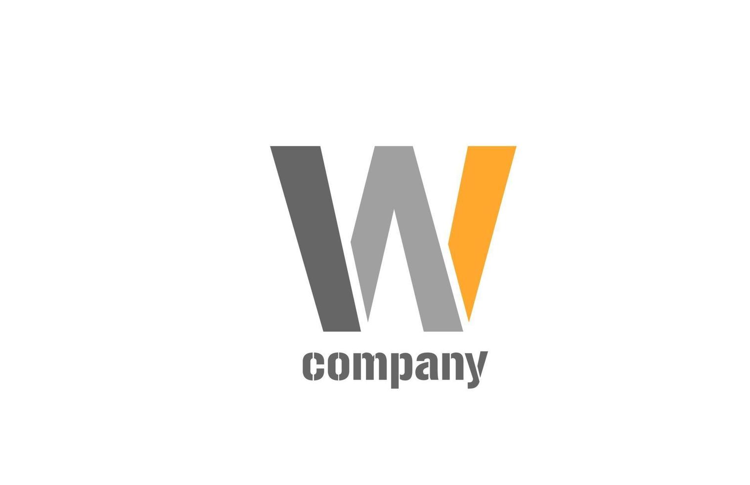 icône de conception de logo alphabet w jaune et gris pour les entreprises vecteur