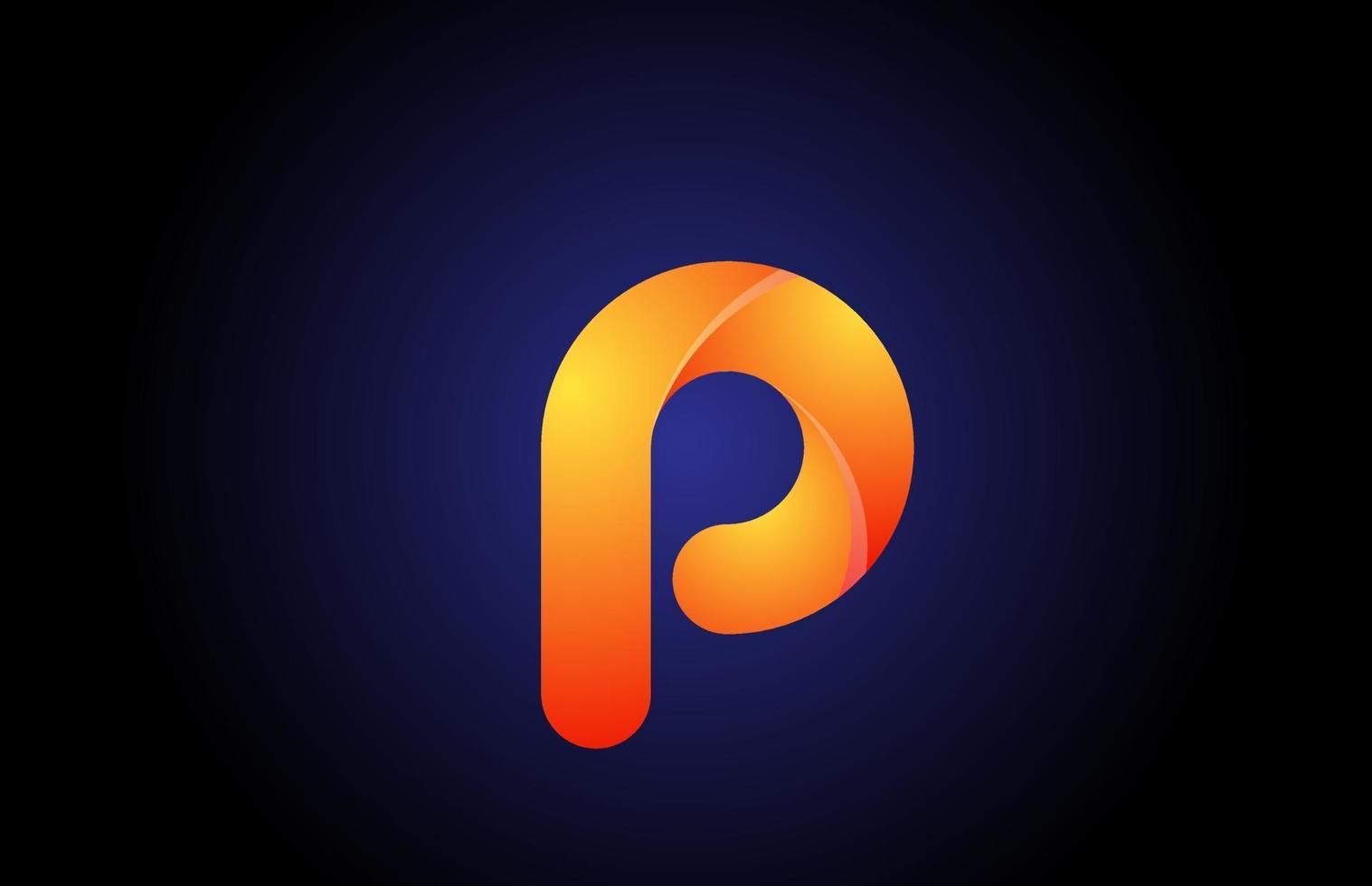 logo dégradé bleu orange p alphabet lettre icône du design pour l'entreprise vecteur