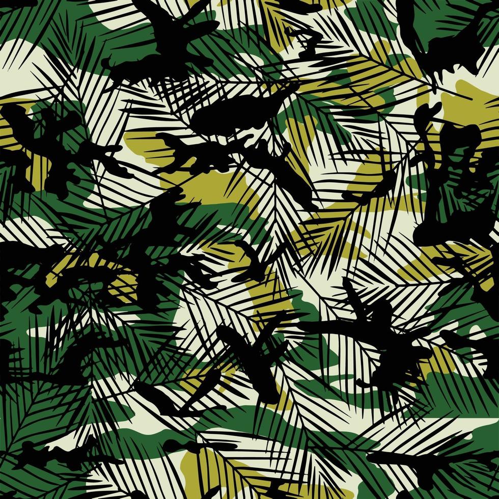camouflage avec motif sans couture de style feuilles vecteur