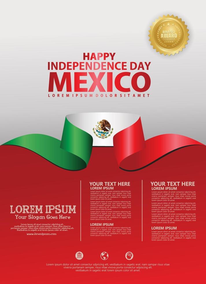 modèle de fond de joyeux jour de l'indépendance du mexique vecteur