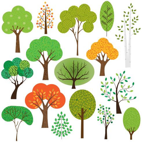 clipart arbres saisonniers vecteur