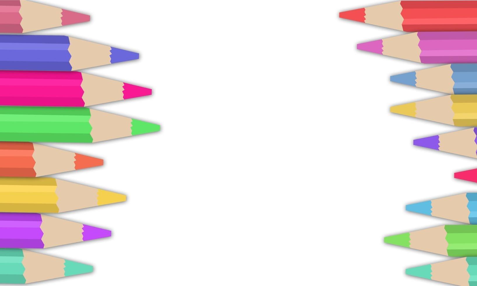 stylos de couleurs avec fond blanc vecteur