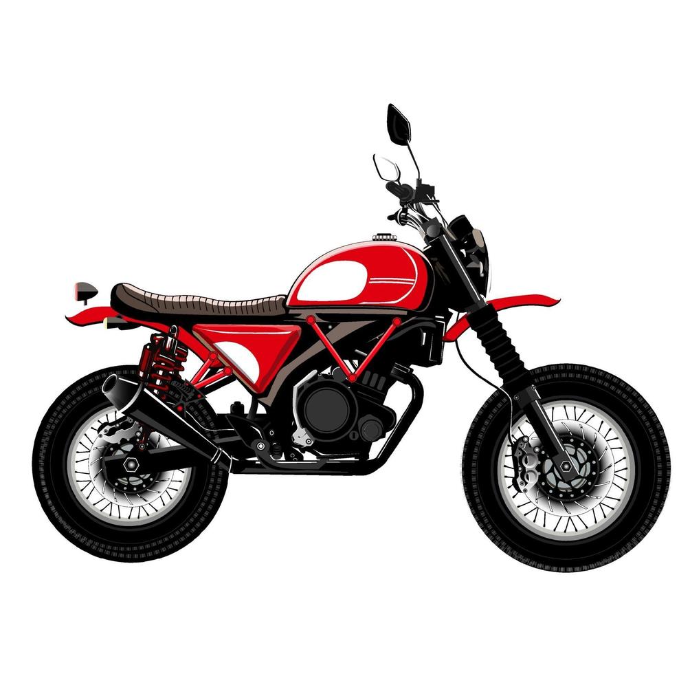image vectorielle de l'illustration de la moto classique en couleur rouge et noire vecteur