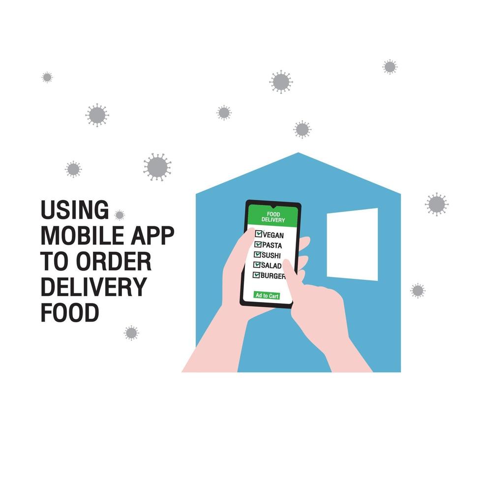 utiliser l'application mobile pour commander de la nourriture en livraison vecteur