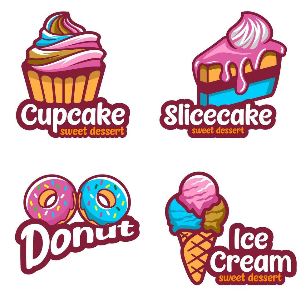 compilation de logos de desserts vecteur