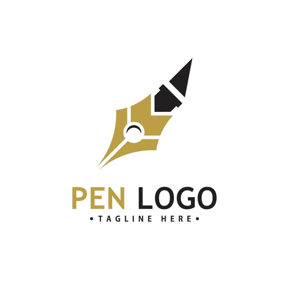 modèle d'icône de logo de stylo. identité de l'auteur de l'entreprise vecteur