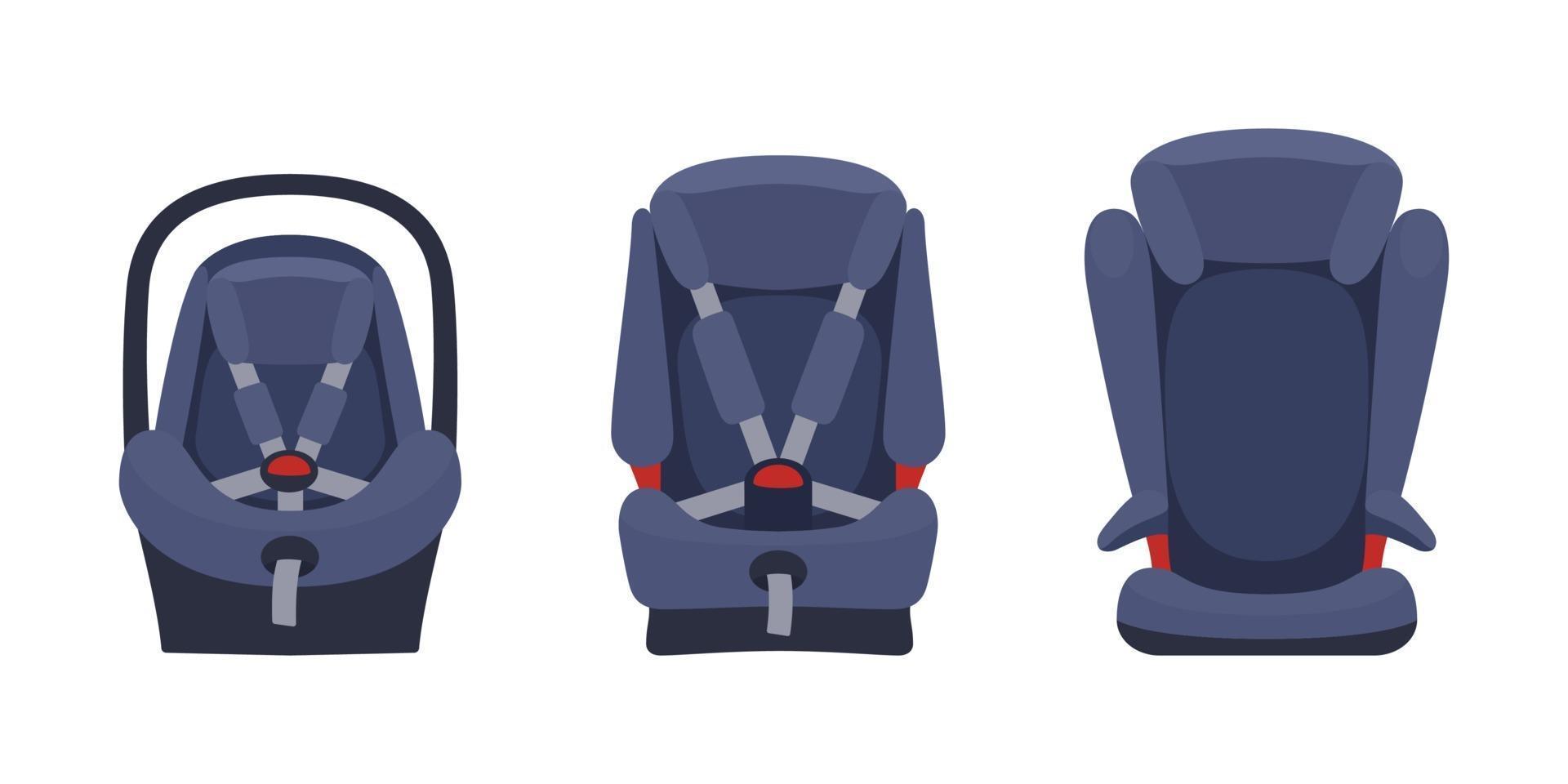 collection de sièges d'auto de sécurité pour bébé. différents types de dispositifs de retenue pour enfants. vecteur